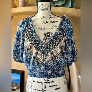 Joie Blue Patterned Boho Top